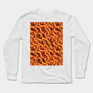 Abstract Diagonal Lines with Swirls Seamless Surface Pattern Design Long Sleeve T-Shirt